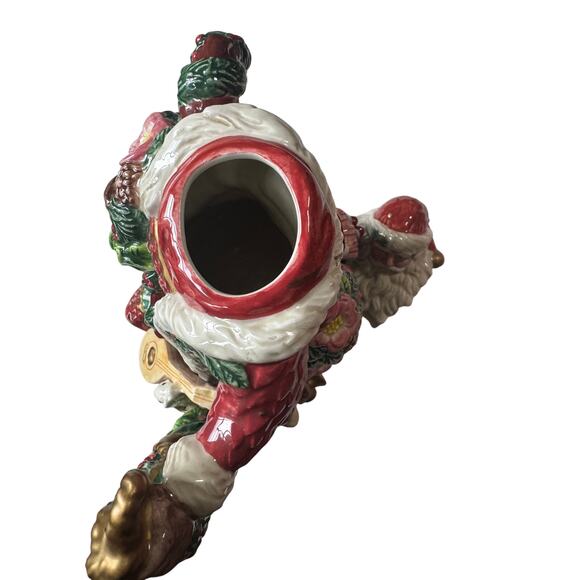 Vintage 1996 Fitz & Floyd “Classic Christmas Wreath” Santa Teapot Ceramic 4 Cup - Picture 6 of 6